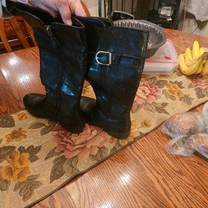 Black Leather Knee High Boots